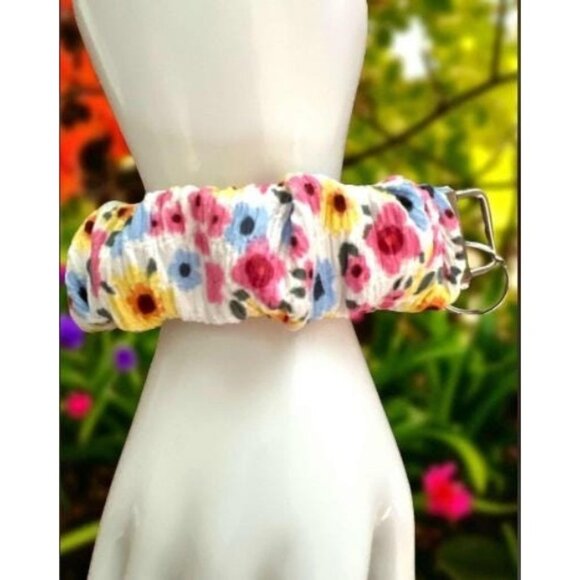 Handmade Accessories - Handmade Scrunchie Keychain Wristlet-Floral Pattern